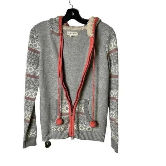 Anthropologie zip up hoodie,sherpa,L.,chunky knit,wool blend,tassels,boho,aztec - Picture 5 of 12